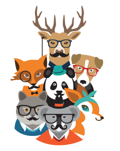 Hipster Animals Designed Ready To Go Clothing Labels (Retro)