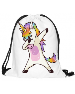Kids Unicorn School Sport Swim White Bag Drawstring Backpack