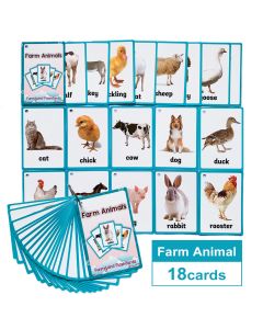 Montessori Flash Cards Funny Lands QR Code Iteractive Farm Animals