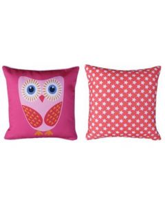 Themed Cushion - Owls & Cupcake - Pink & Orange Owl 