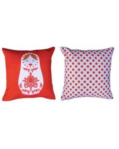 Themed Cushion - Russian Dolls - White & Red Doll 