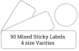 90 mixed labels / 6 sheets per pack