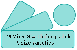 48 Mixed Sized Cloth Labels / 3 sheets per pack