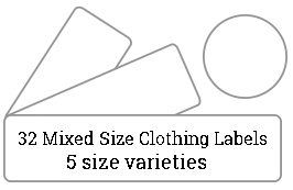 32 Mixed Size Cloth Labels / 2 sheets per pack