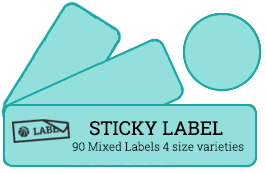 Sticky Labels - 90 Mixed Labels 4 size varieties
